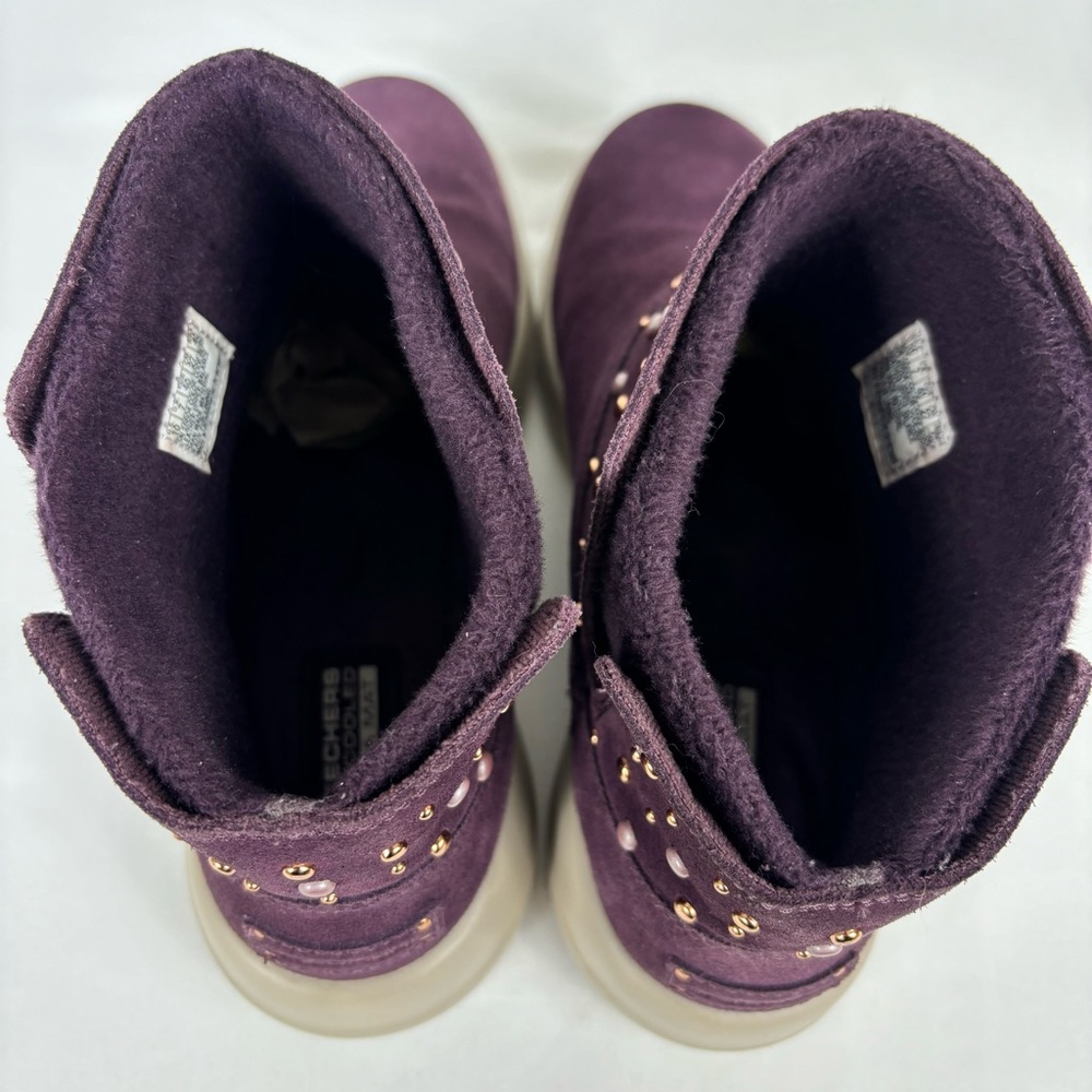 Skechers Ankle Boots Leather Lightweight Slip-On Comfy Booties Burgundy Size 10 - Picture 11 of 16